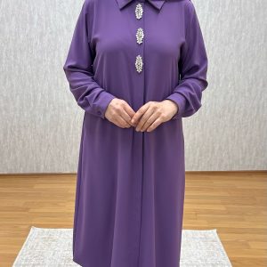 Taş Detaylı Lila Tunik