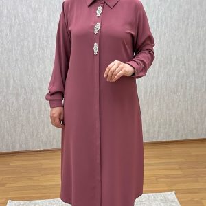 Taş detaylı Gül Kurusu Tunik