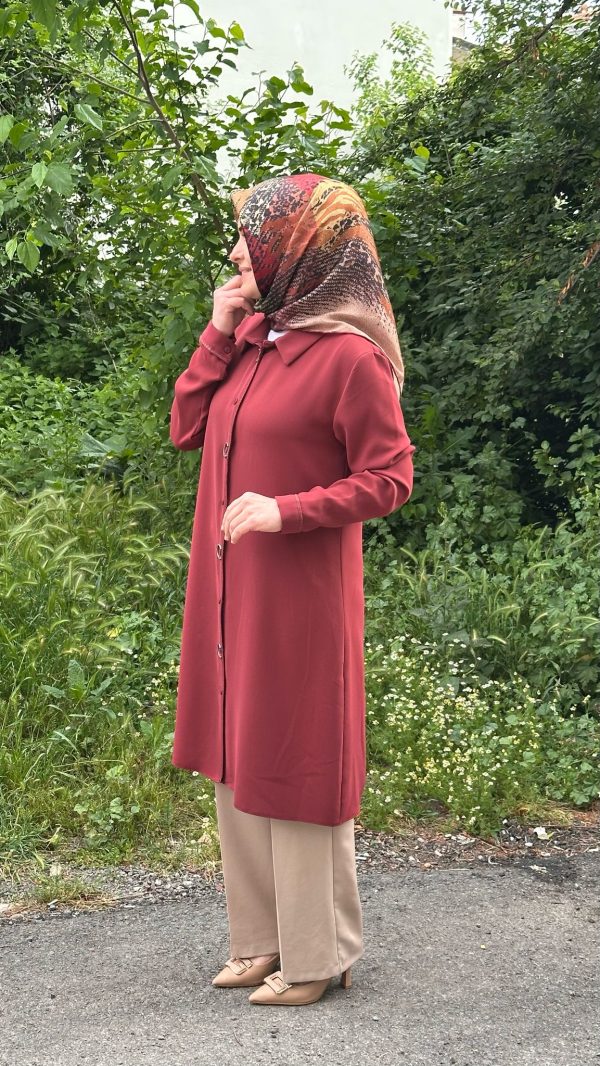 düğme detaylı kremit tunik - Görsel 3