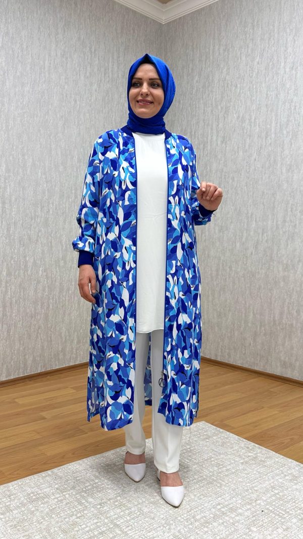 desenli sax mavi kimona kap - Görsel 2