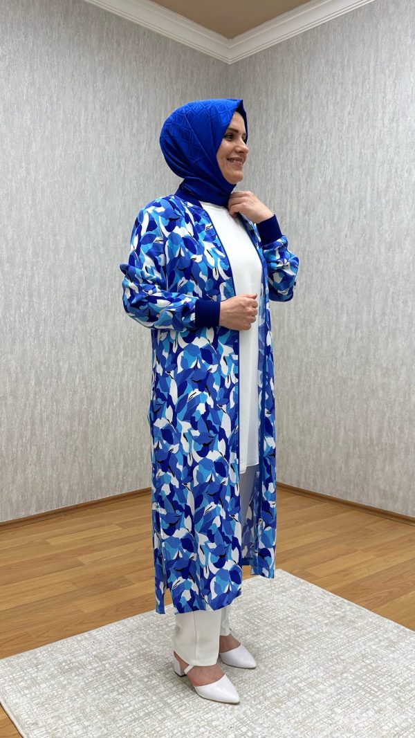 desenli sax mavi kimona kap - Görsel 4