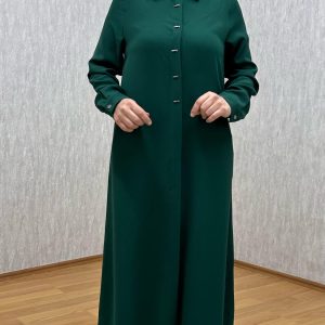 süs düğmeli zümrüt tam boy tunik