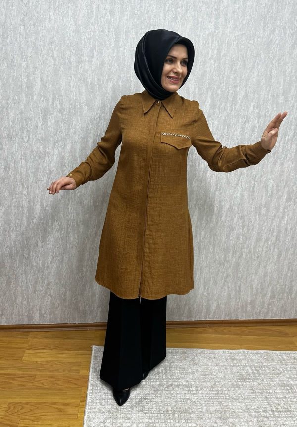 cep kapak üstü taşlı taba tunik