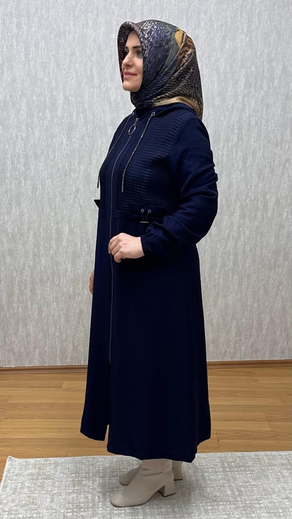 file detaylı lacivert çilek kap - Görsel 2
