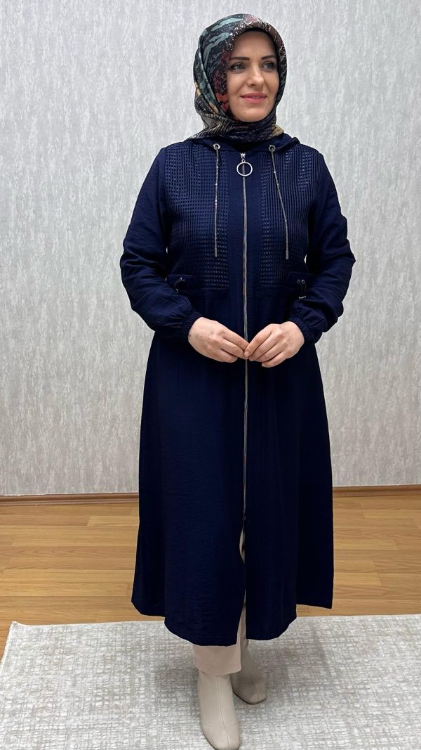 file detaylı lacivert çilek kap - Görsel 3