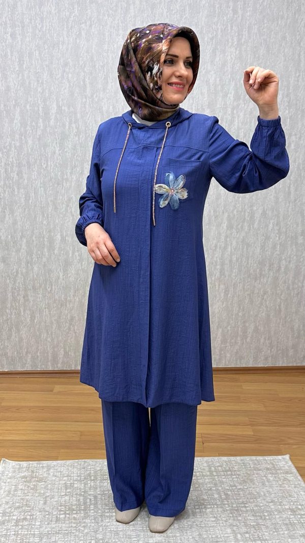Kapişonlu mavi çilek takım - Görsel 4