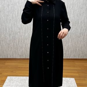 çift sıra taşlı siyah tunik