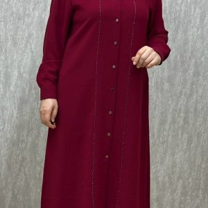 çift sıra taşlı bordo tunik
