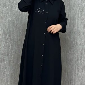taş detaylı siyah uzun tunik