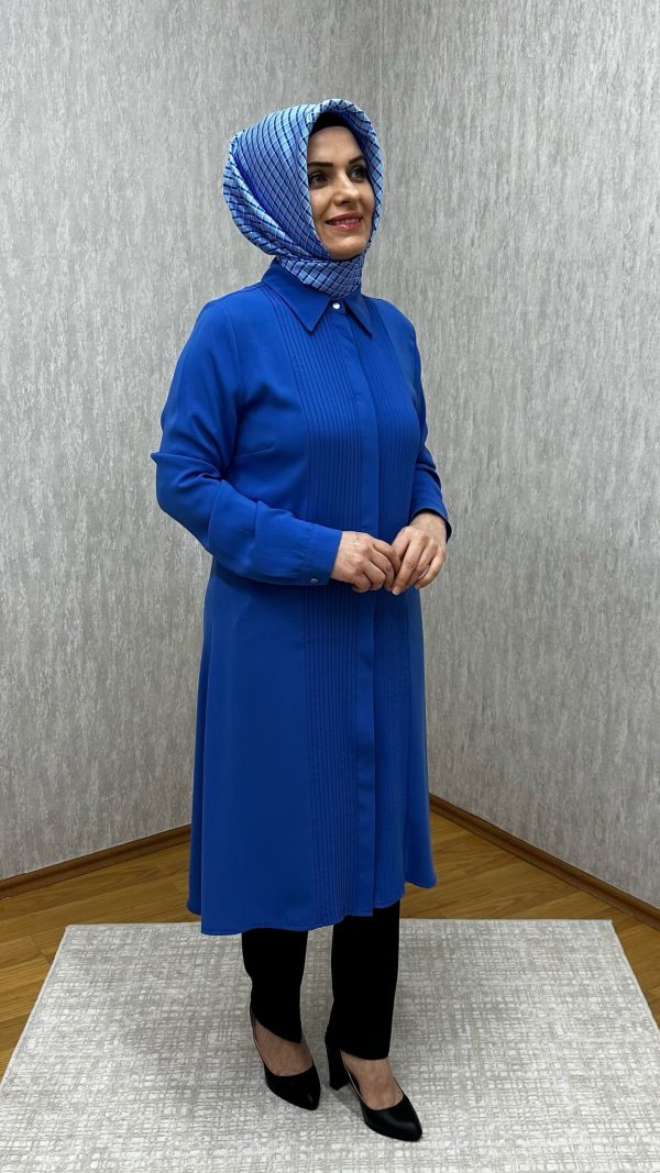 tensel krep mavi tunik - Görsel 4