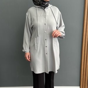 Kapişonlu gri tunik