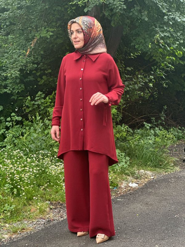 Koyu kiremit krep ikili takım - Görsel 6