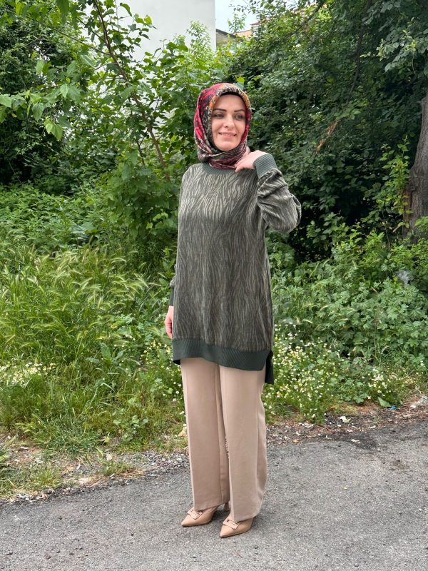 İpek kupra yeşil tunik - Görsel 5