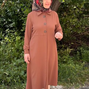Düğme detaylı taba tunik