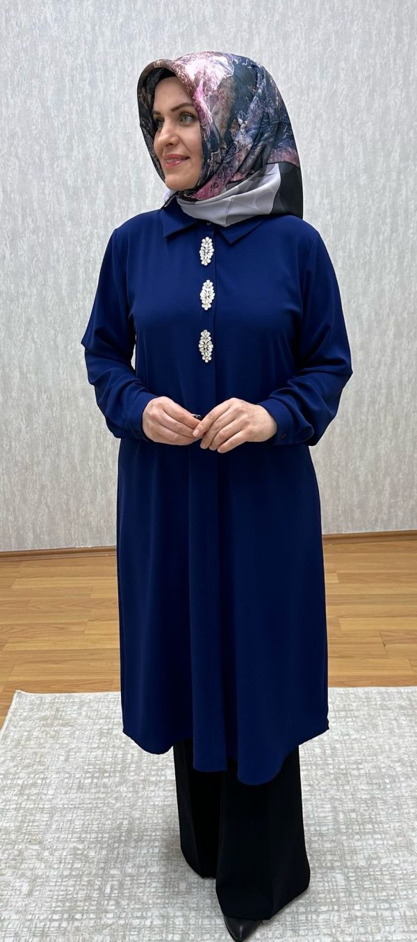 Taş Detaylı Lacivert Tunik