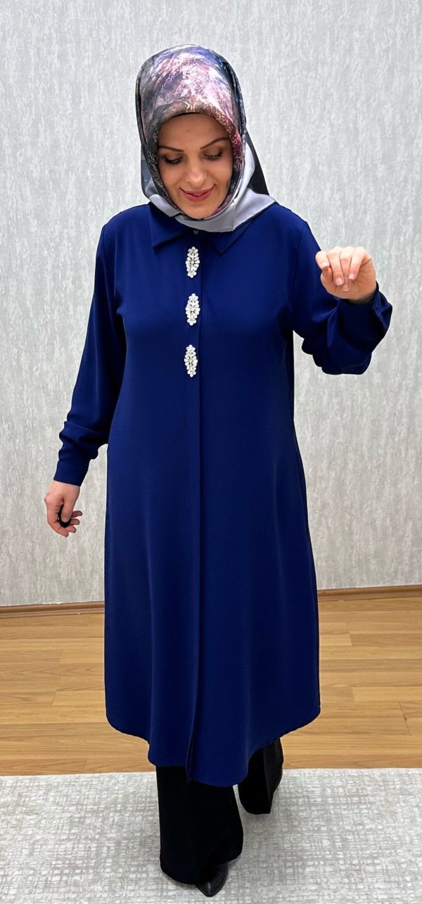 Taş Detaylı Lacivert Tunik - Görsel 2