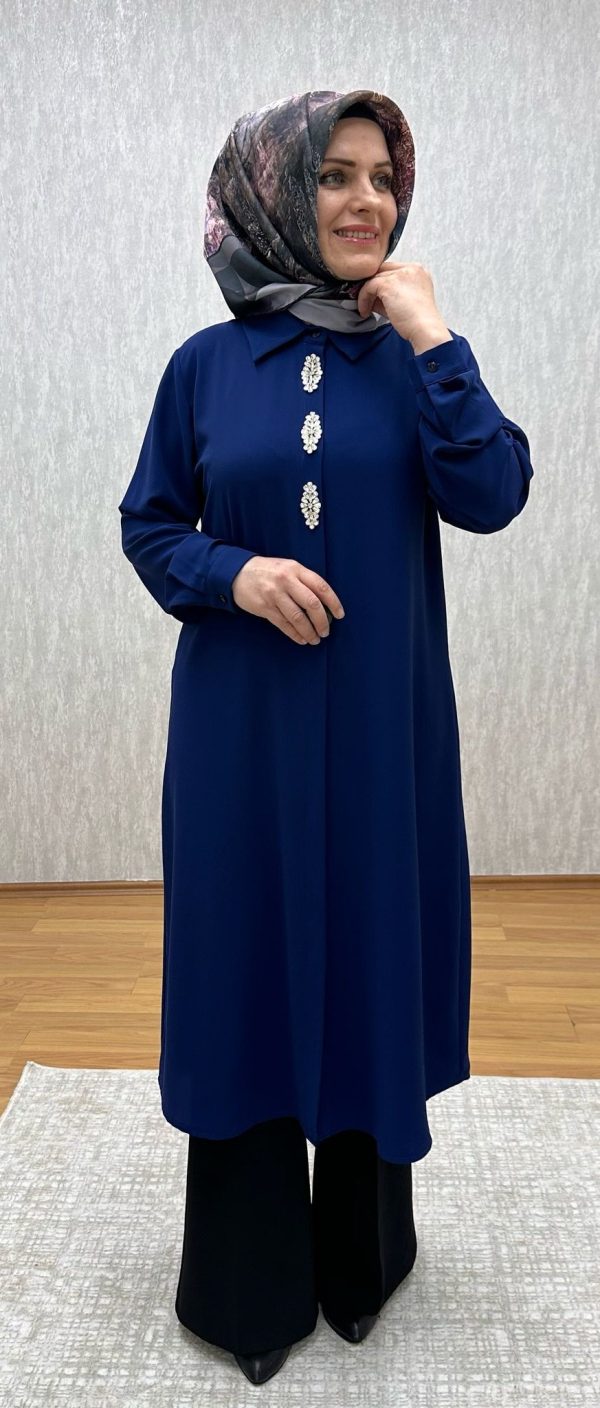 Taş Detaylı Lacivert Tunik - Görsel 3