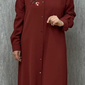 taş detaylı kiremit uzun tunik
