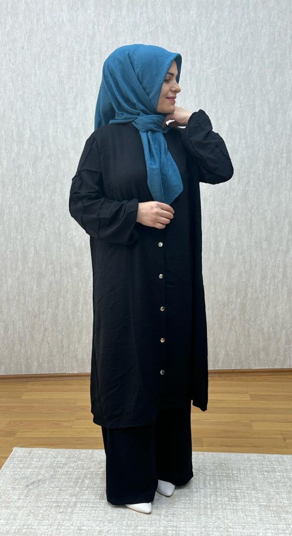 kol detaylı siyah ayrobin takım
