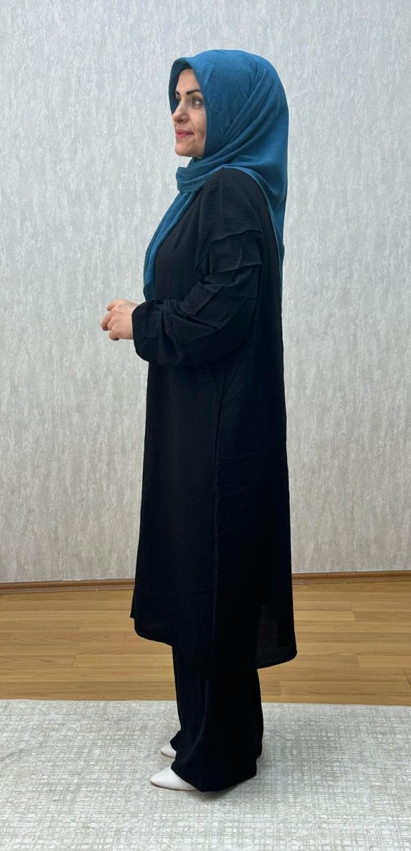 kol detaylı siyah ayrobin takım - Görsel 2