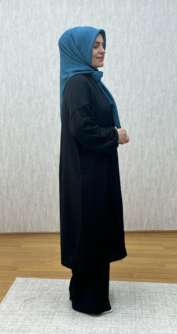 kol detaylı siyah ayrobin takım - Görsel 3