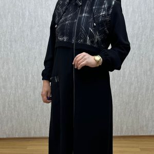 desenli tül detaylı siyah kap