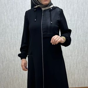 tül detaylı siyah kap