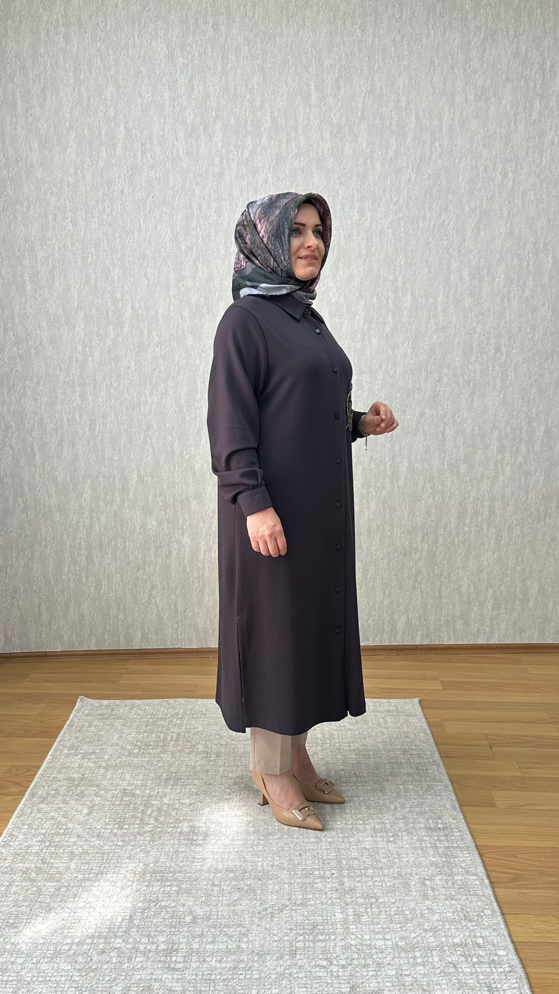 taşlı cep detaylı füme oysho tunik - Görsel 3