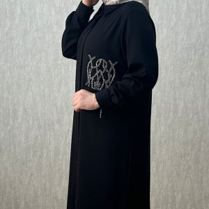 taşlı cep detaylı siyah oysho tunik