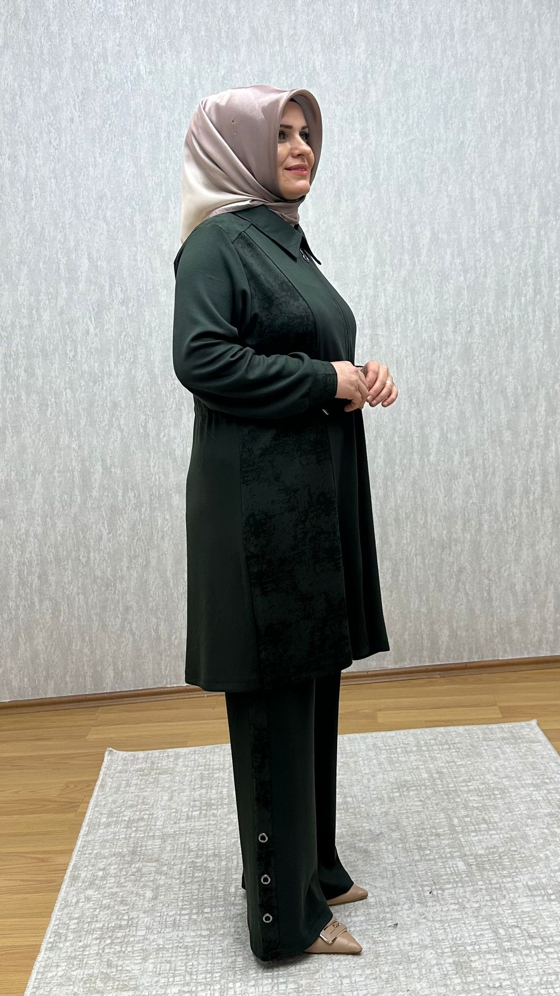 haki fermuarlı oysho takım - Görsel 3