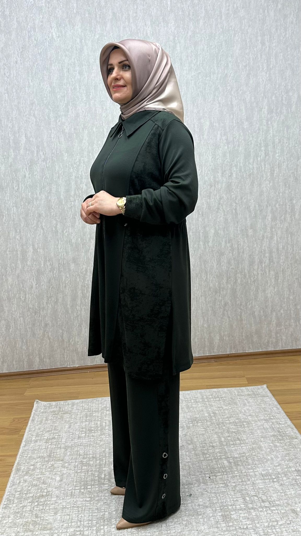 haki fermuarlı oysho takım - Görsel 6