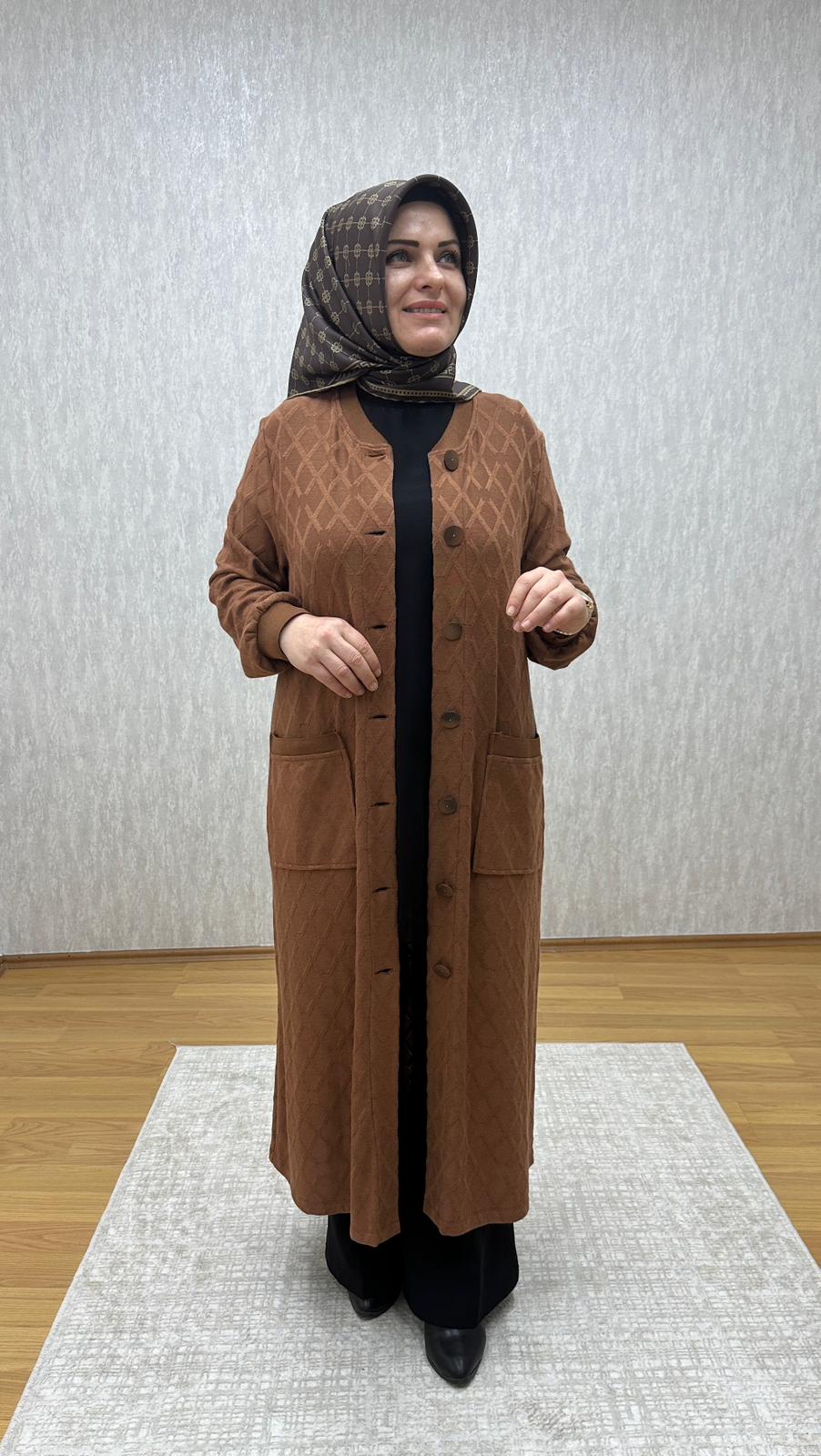 kahve merserize hırka - Görsel 2