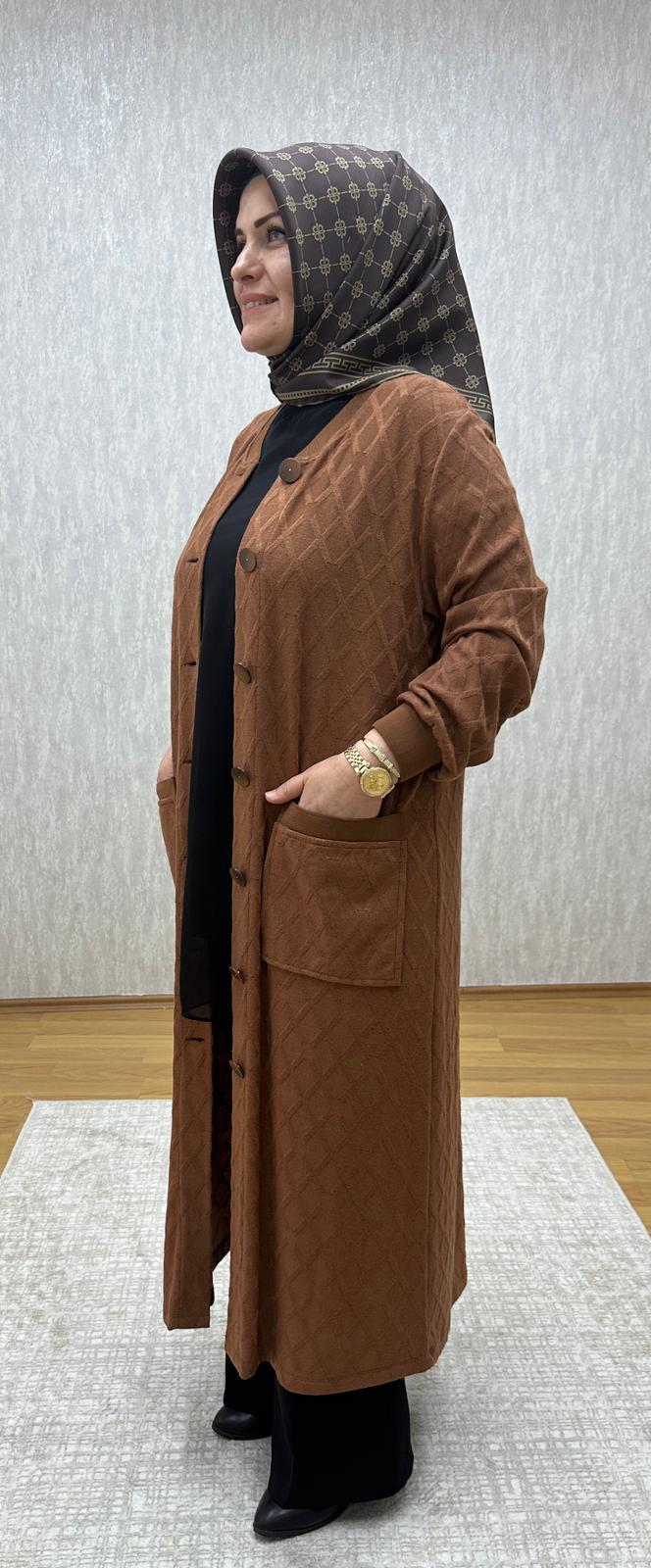 kahve merserize hırka - Görsel 3