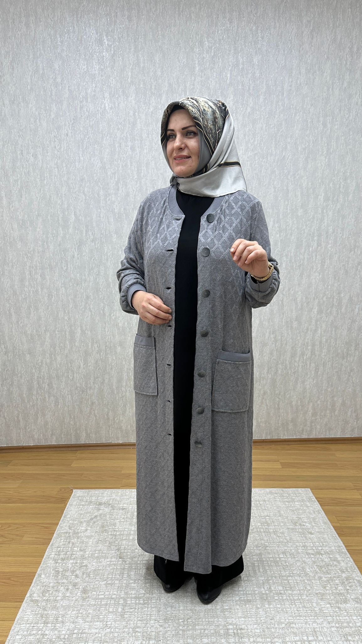 gri merserize hırka - Görsel 3