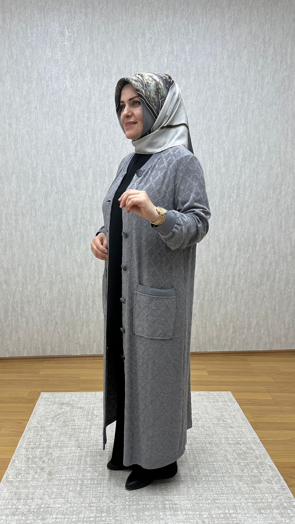 gri merserize hırka - Görsel 4