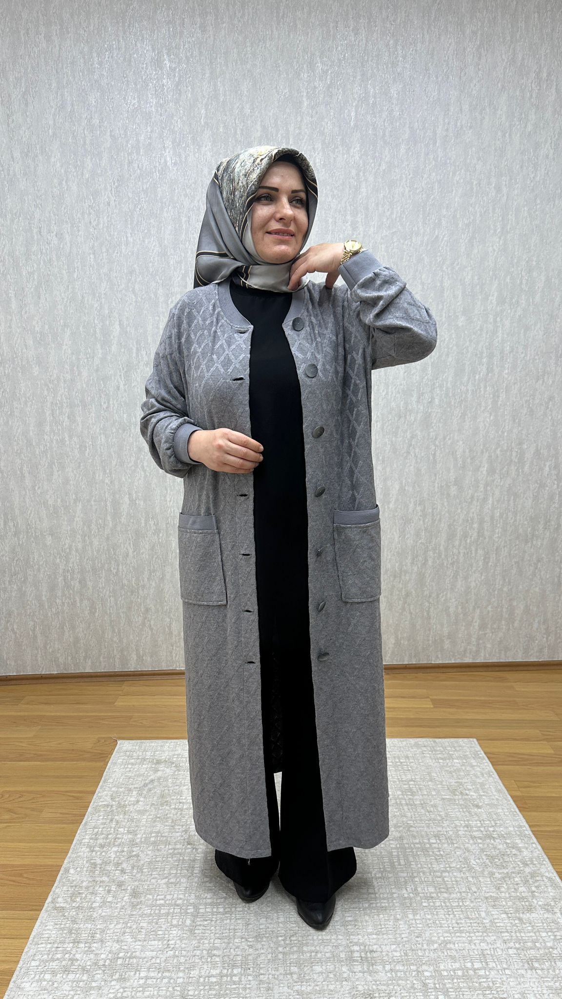 gri merserize hırka - Görsel 5