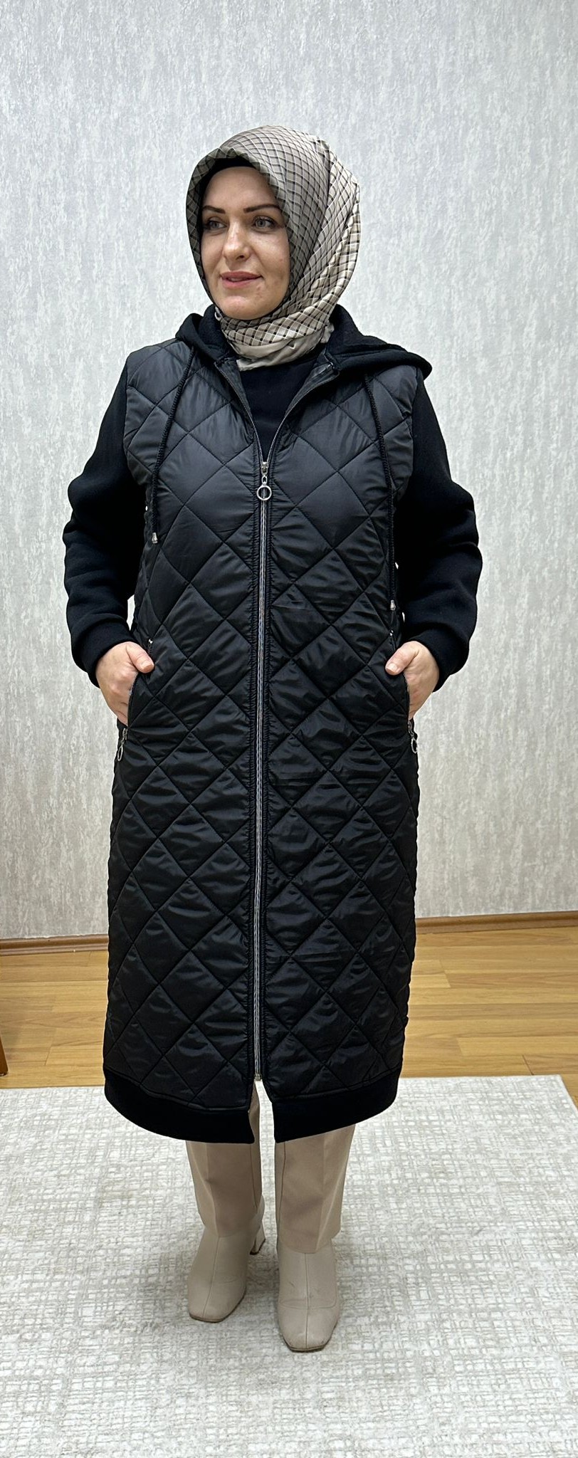 baklava desenli siyah kap-mont