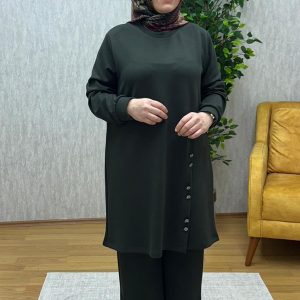 düğme detaylı haki oysho takım