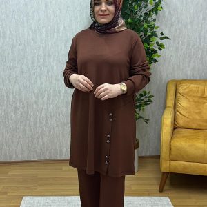 düğme detaylı kahve oysho takım