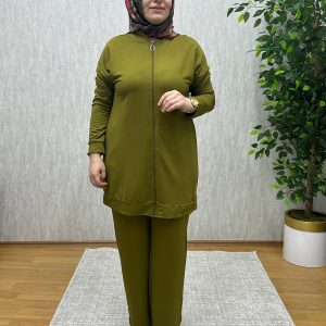 fermuarlı yağ yeşili takım