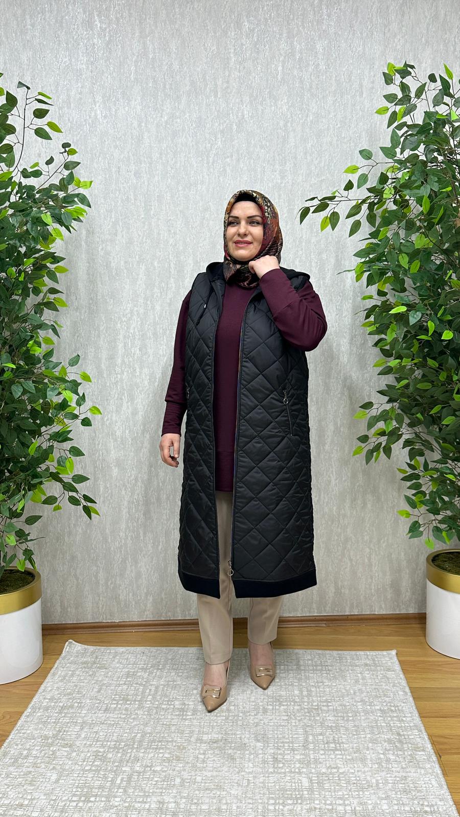 elyaflı kapitone yelek - Görsel 2