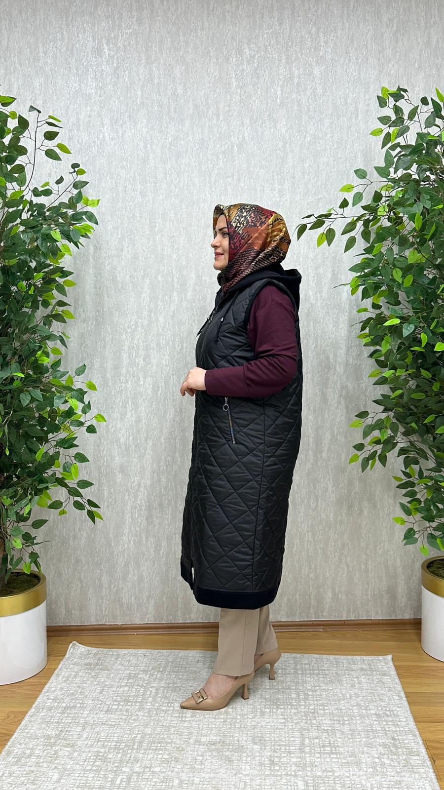 elyaflı kapitone yelek - Görsel 4